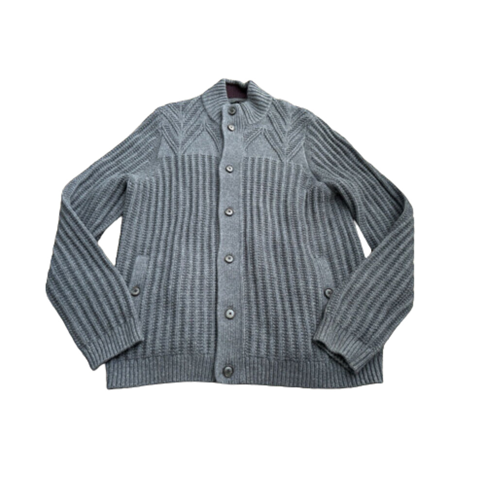Ted Baker London Mens Sz 7 (3X) Gray Faraday Textured Cardigan Sweater Pockets